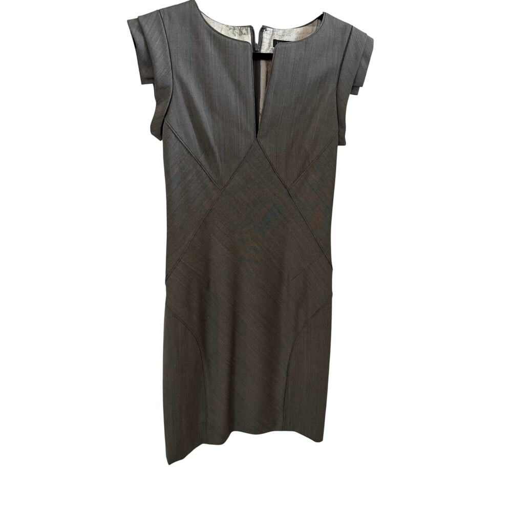 Ted Baker Structured Cap Sleeve V-Neck Dress or Wool Blend Sheath Dress sz 2 - Picture 2 of 10